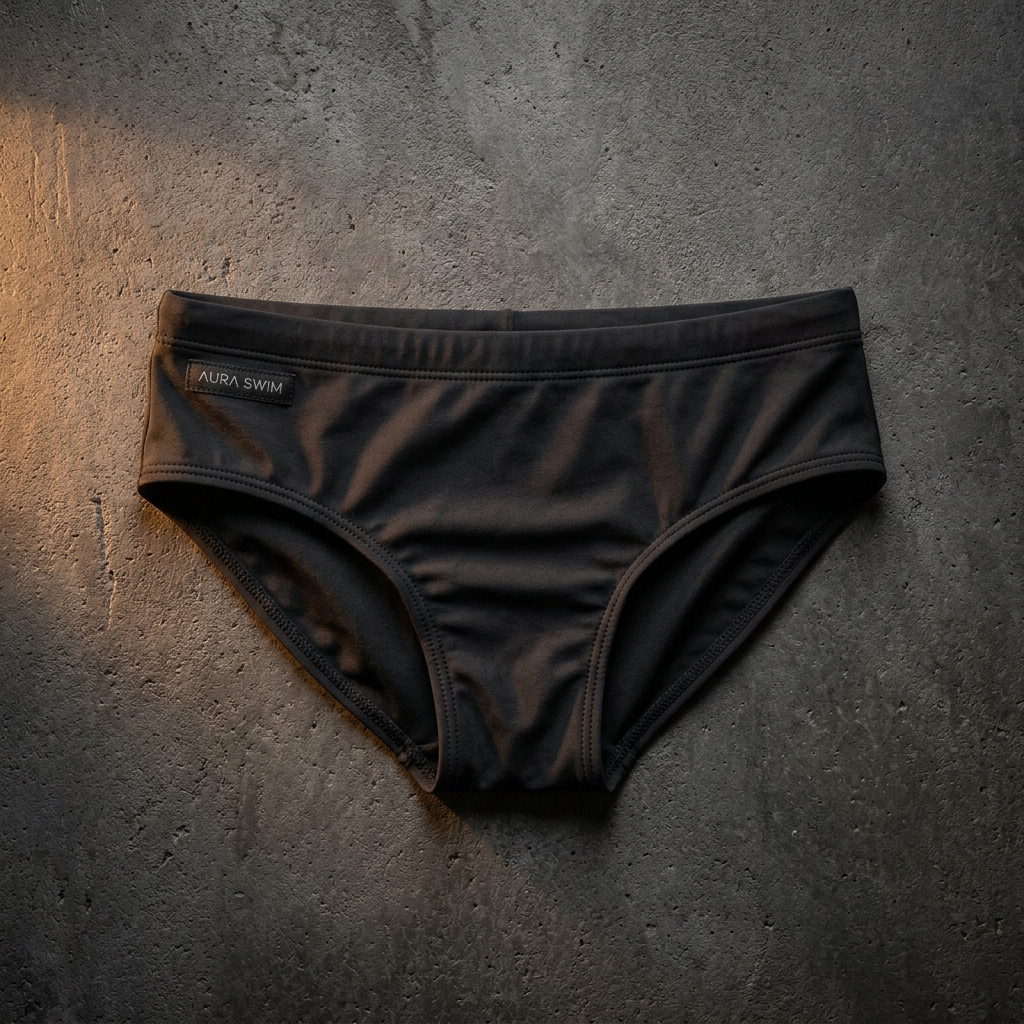 Black Swim Briefs — pre-owned luxury men's swimwear